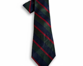 Vintage Bragg & Son Montclair Silk Tie | Navy Green Red Diagonal Stripe | Ivy League Mens Necktie | Mid-Century American Tie