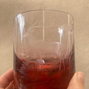 Moser Endangered Species Antelope Old Fashioned Rosalin Etched Glass