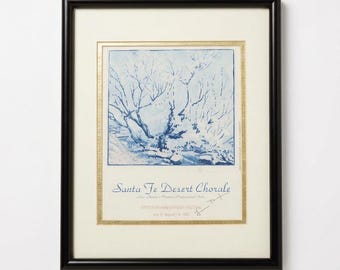 Signed Santa Fe Desert Chorale 15th Anniversary Festival Poster – Gustave Baumann “Silver Sky” Framed New Mexico Art Print 1997