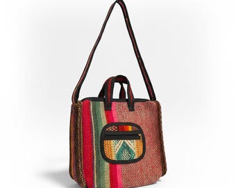 Handwoven Wool Tote Bag | Andean Weave, Boho Market Bag