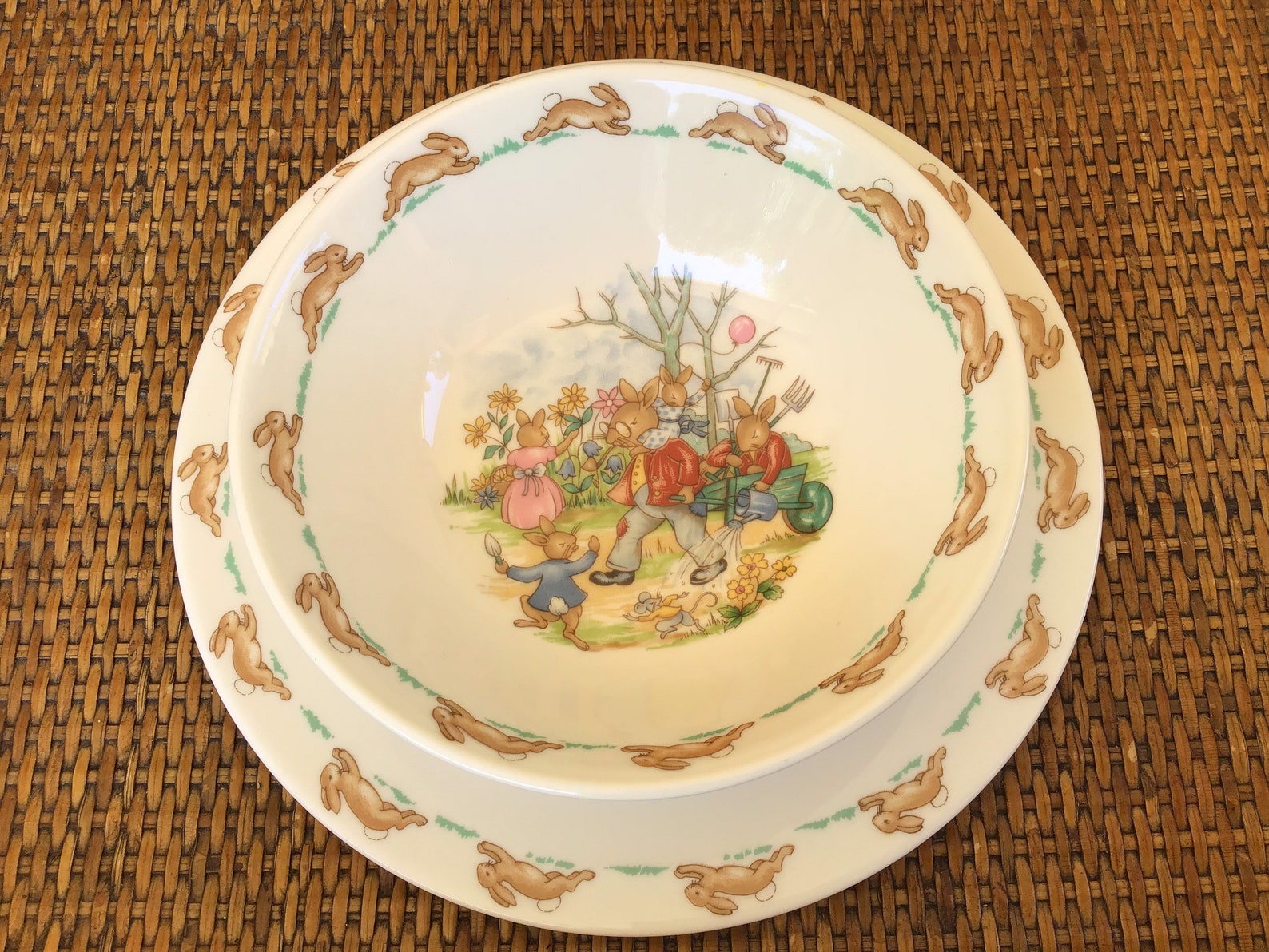 Royal Dalton Bunnykins Camping Plate and Springtime scene | Etsy