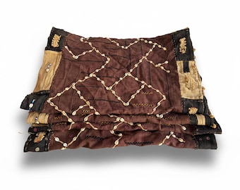 Authentic Antique Kuba Cloth Textile – Handwoven Raffia with Cowrie Shells – Democratic Republic of Congo