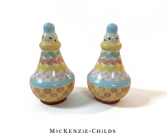 Vintage 1989 MacKenzie-Childs Aurora Salt and Pepper Shakers Retired Rare