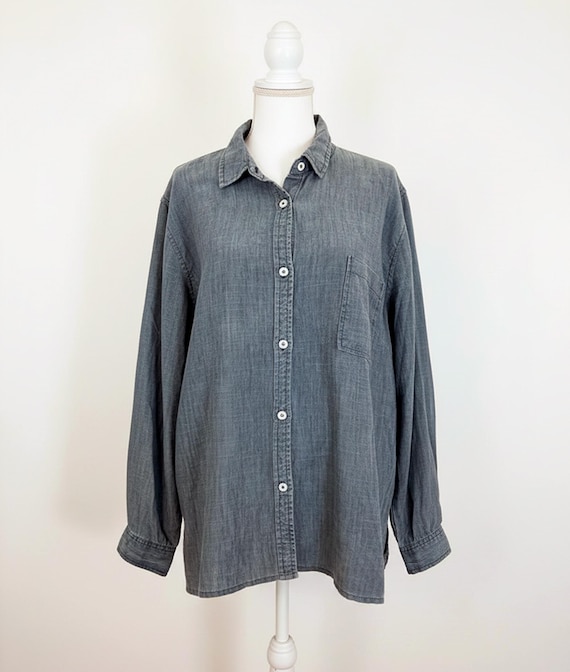 Peruvian Connection Chambray Boyfriend Shirt XL –… - image 1