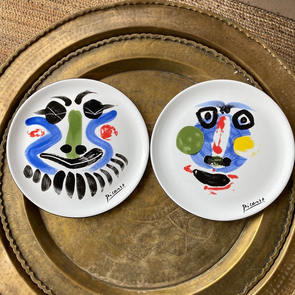 2 Picasso Face plates 1963 Master Piece Edition made in  1996 Face 11.5”