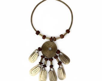 Brutalist Brass Spiral Choker Vintage