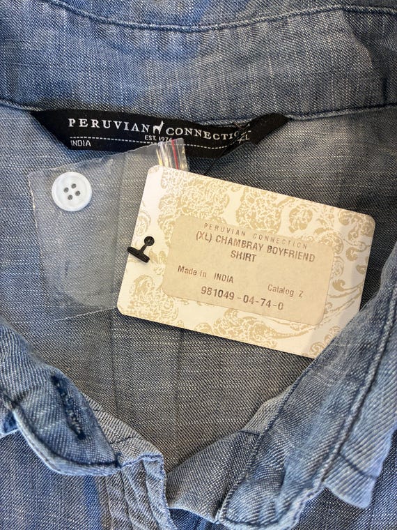 Peruvian Connection Chambray Boyfriend Shirt XL –… - image 3