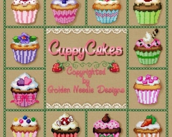 Cupcake Cuppy Cakes cross stitch style -    Machine Embroidery Designs