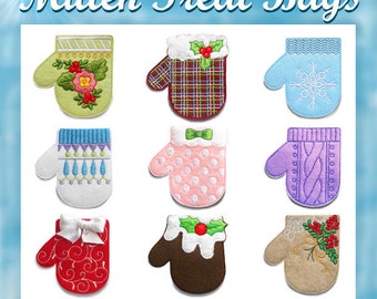 Christmas Mitts Treat Bag Machine Embroidery Designs set