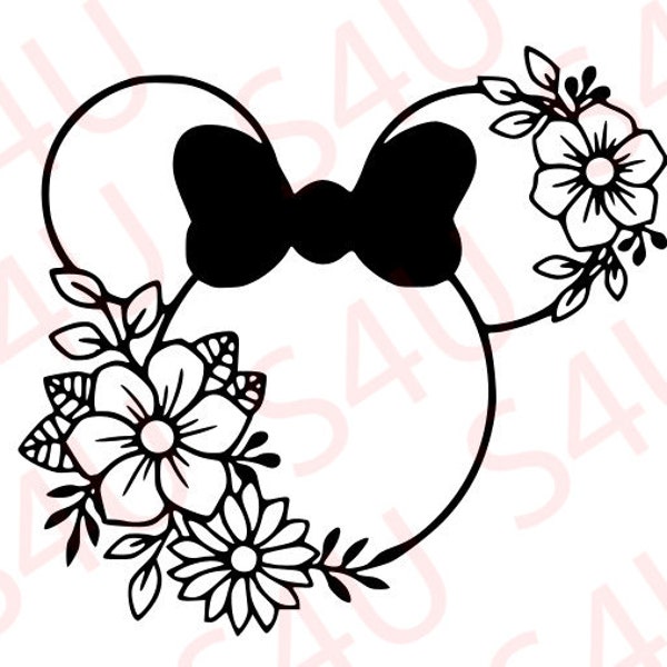 Lady Mouse flower head Digital SVG file -  instant download - 5 file formats