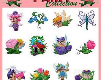 Puede incluir: Una colección de 12 diseños de bordado coloridos con hadas, flores, mariposas y una pequeña casa. Los diseños son perfectos para agregar un toque de fantasía a cualquier proyecto.