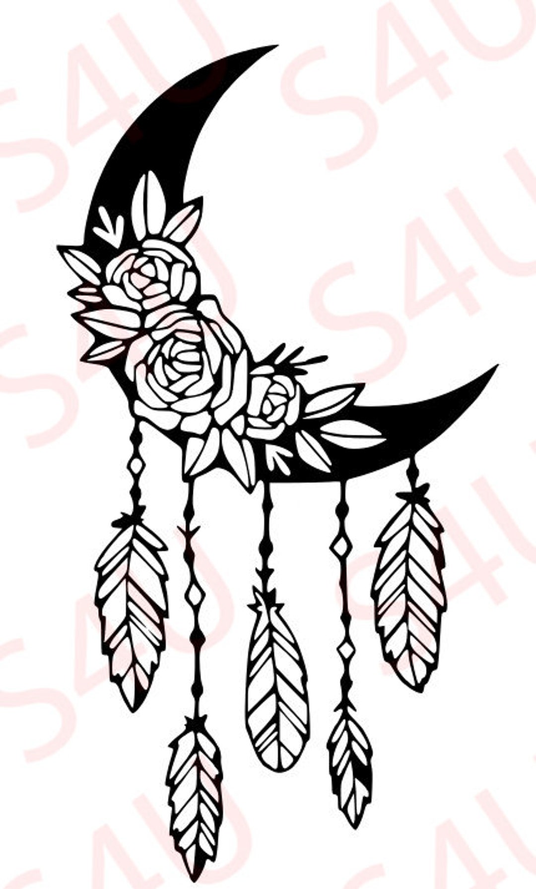 Moon Dream Catcher With Feathers for Cricut and Other Cutting Machines