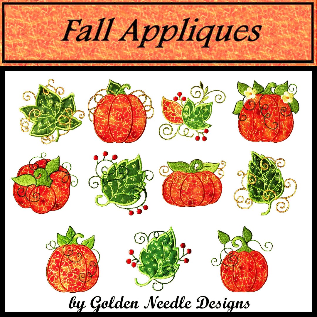 Machine Applique Fall Fall Applique Collection - Machine Embroidery Designs Set - Etsy