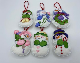 Snowmen Hanging ornaments - set of 6
