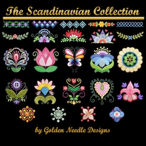 The Scandinavian collection has 25 designs and mitten template  - Machine Embroidery Design