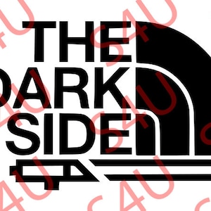 May include: Black and white graphic design featuring the North Face logo with the text "The Dark Side" printed above it.