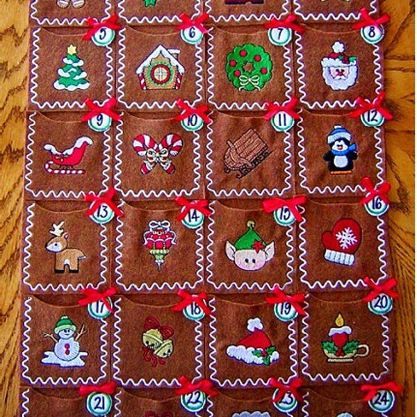 Christmas advent calendar pattern for  Machine Embroidery Designs - all formats