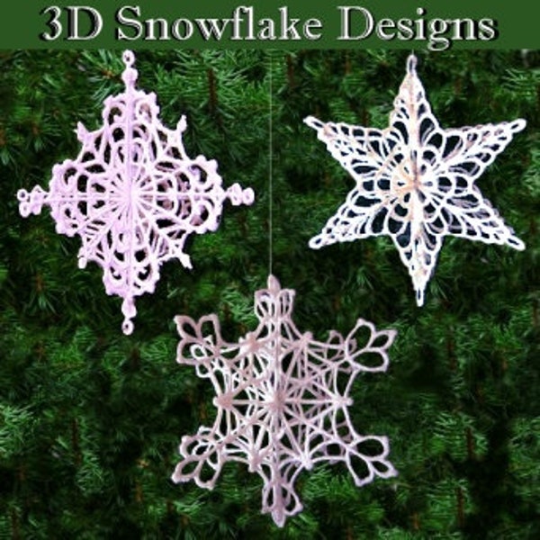 3D  Snowflake FSL Free Standing Lace Christmas  Collection -  Machine Embroidery Designs patterns