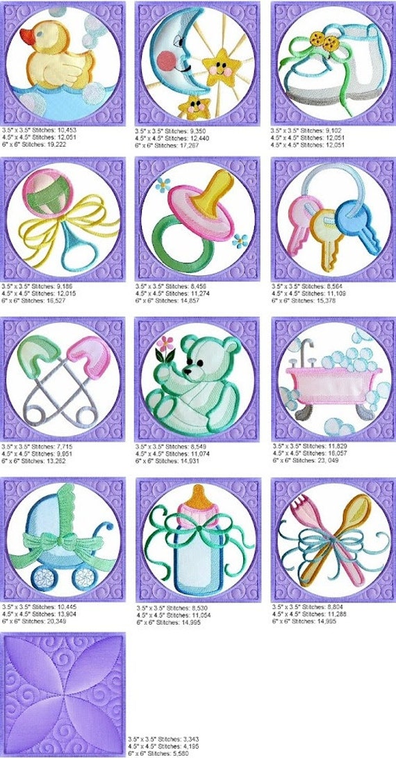 Baby Quilt Blocks Machine Embroidery Design Set | Etsy