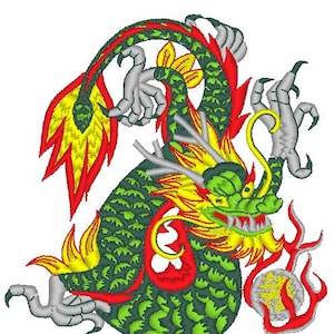Chinese Dragon Orintental PES bestanden in 2 maten 4x4 en 5x7 voor borduurmachines