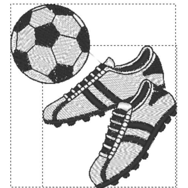 Soccer football boots and ball - embroidery design 4x4