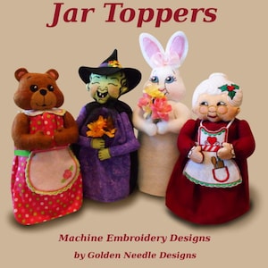 Gift Jar Toppers Sew-in-the-Hoop Machine Embroidery Designs