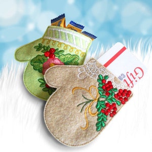 Christmas Mitts Treat Bag Machine Embroidery Designs set