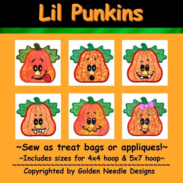 Little Pumpkin Treat Bags Collection for  Machine Embroidery Designs - all formats