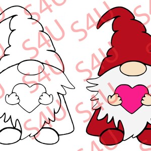 Valentines SVG Gnome / Gonk Cricut Silhouette e altre macchine da taglio file e contorno a strati
