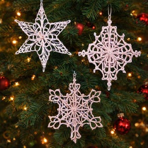 3D  Snowflake FSL Free Standing Lace Christmas  Collection -  Machine Embroidery Designs patterns