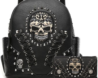 leather skull backpack