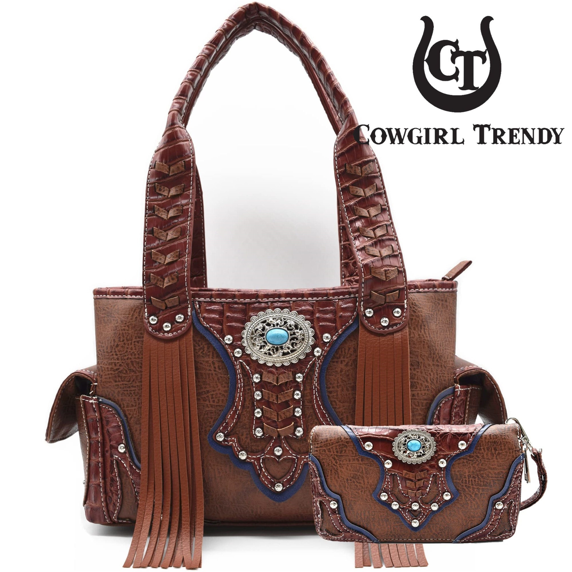 Western Style Cowgirl Fringe Concealed Carry Purse Conchos Totes Country  Women Handbag Shoulder Bags Wallet Set | Wish