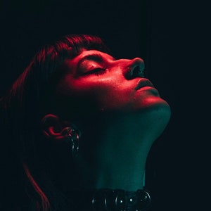 Unisex 6 D ring latex choker