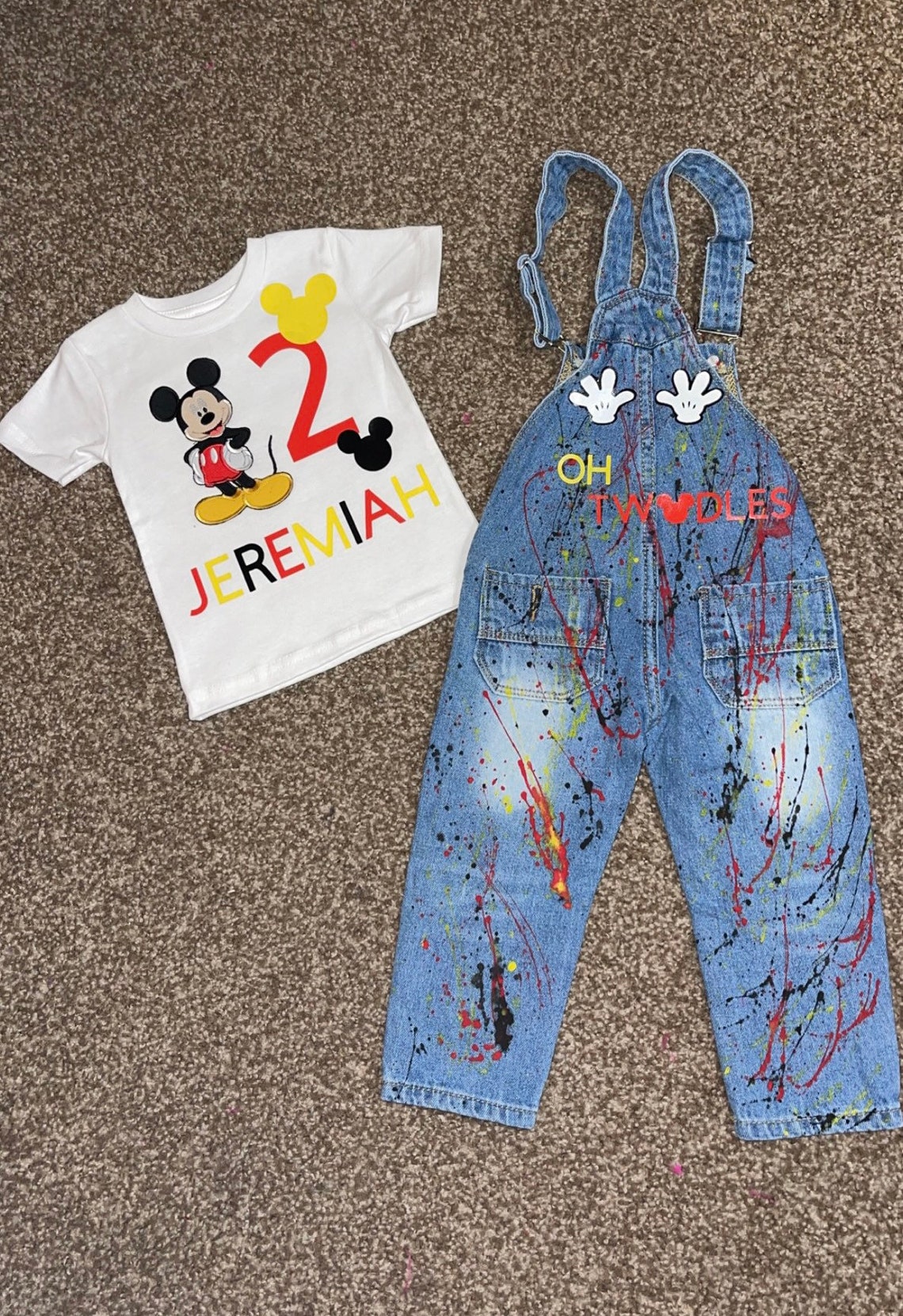 Mickey Mouse Overalls Mickey Mouse Birthday Outfit Etsy