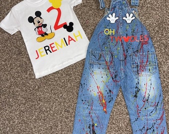 ミッキーマウスのオーバーオール、ミッキーマウスの誕生日衣装 - Etsy 日本