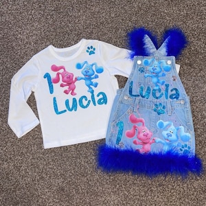 Blues clues romper, Blues clues birthday outfit, magenta birthday outfit
