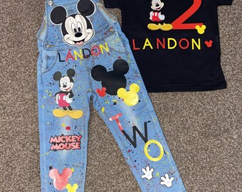 ミッキーマウスのオーバーオール、ミッキーマウスの誕生日衣装 - Etsy 日本