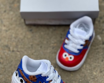 Elmo Air Forces Cookie Monster Air Forces Sesame Street Air Forces Elmo Birthday Shoes Etsy