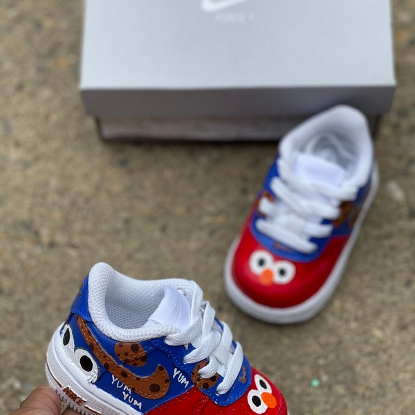 Elmo Air Forces, Cookie Monster air forces, sesame street air forces, Elmo birthday shoes