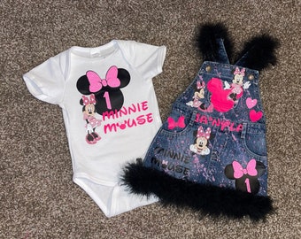 Conjunto de mameluco de Minnie Mouse, traje de cumpleaños de Minnie Mouse, Minnie Mouse