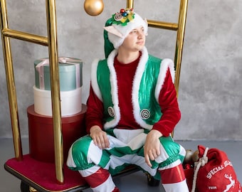 Elegant Christmas Elf Costume for Adults, man