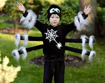 Spooky Spider Costume  for boys and girls,  Toddler carnival costume.  Halloween kids outfit,- Handmade insect costume