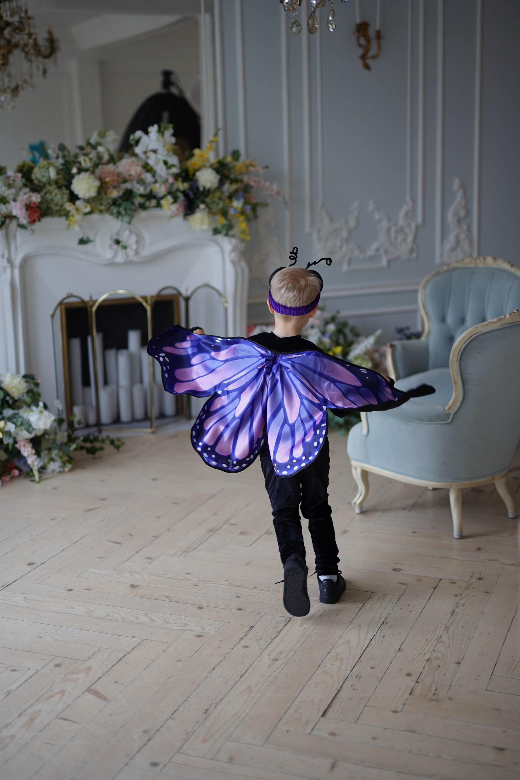 purple butterfly dress up Butterfly Twirl Dress with Wings & Headband, Blue/Purple