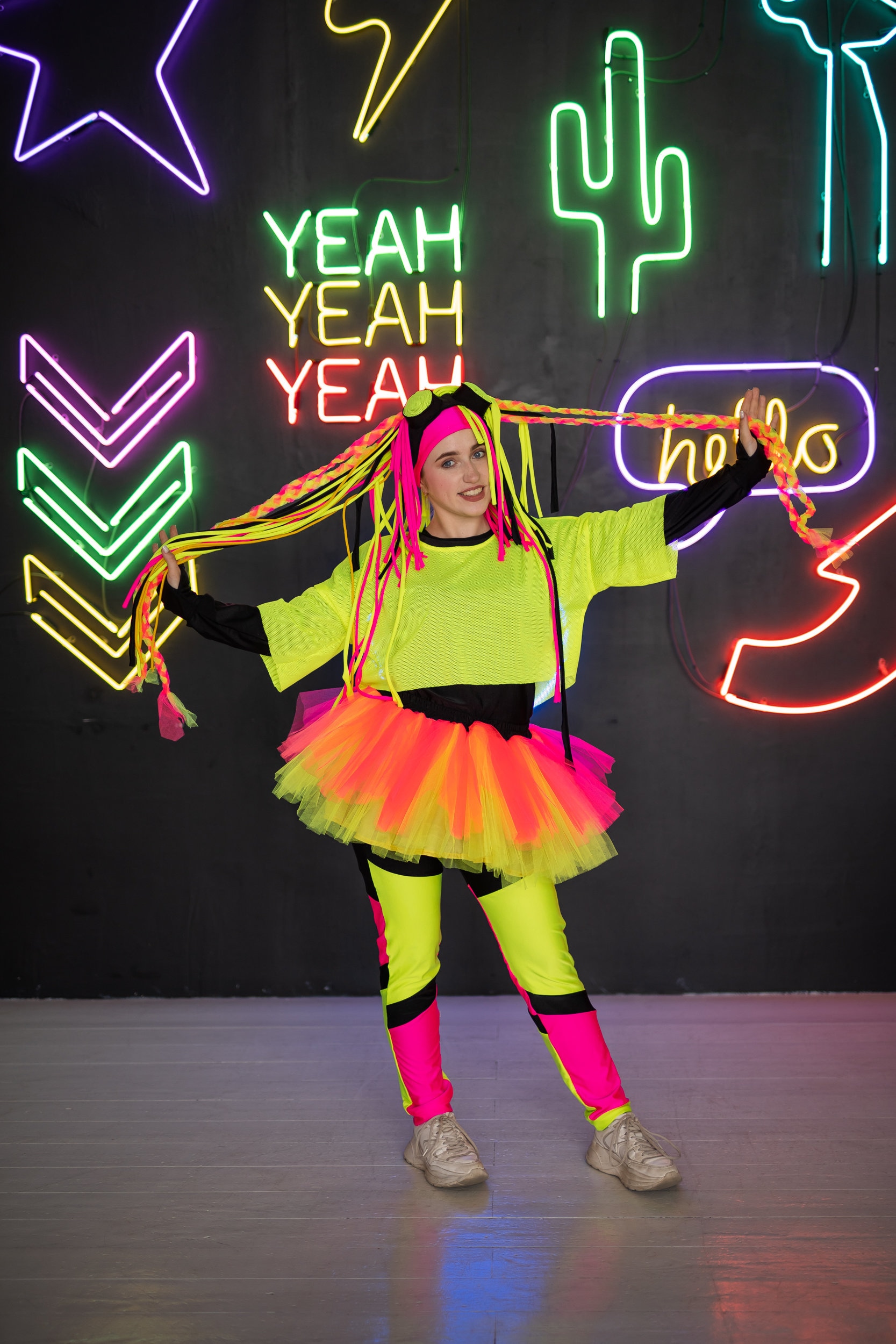CarnivalworldUA Adult Carnival Costume for Women Neon Show Dance Costume for Festivals Rave Parties Cyberpunk Events