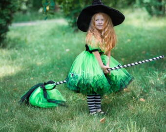 Deluxe Green Witch Costume: Handmade Girls Halloween Outfit - Etsy