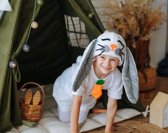 Disfraz de conejito infantil / Disfraz de conejo blanco para Pascua, obras de teatro escolares, carnaval / Niños y niñas