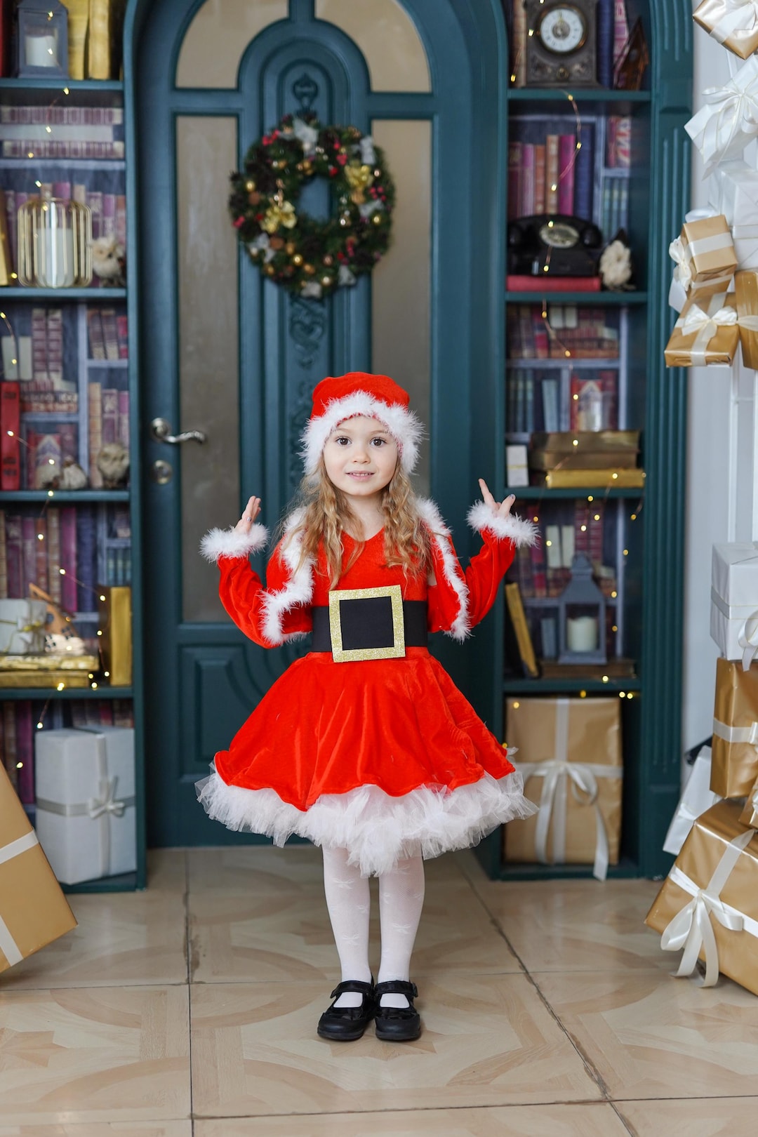 Toddler Miss Santa Claus Costume Velvet Christmas Dress & Bolero Etsy — free download