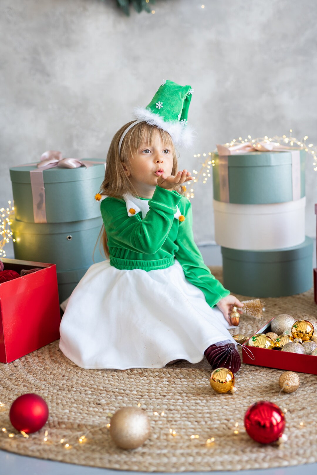 Déguisement bébé de petit lutin de Noël pour fêtes de Noël