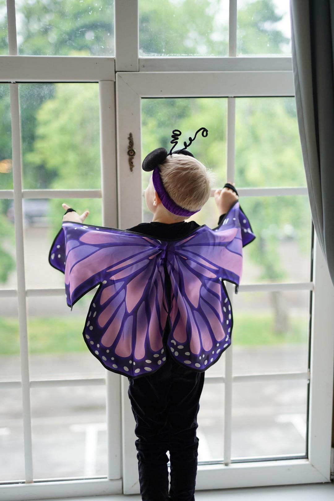 purple butterfly dress up Butterfly Twirl Dress with Wings & Headband, Blue/Purple