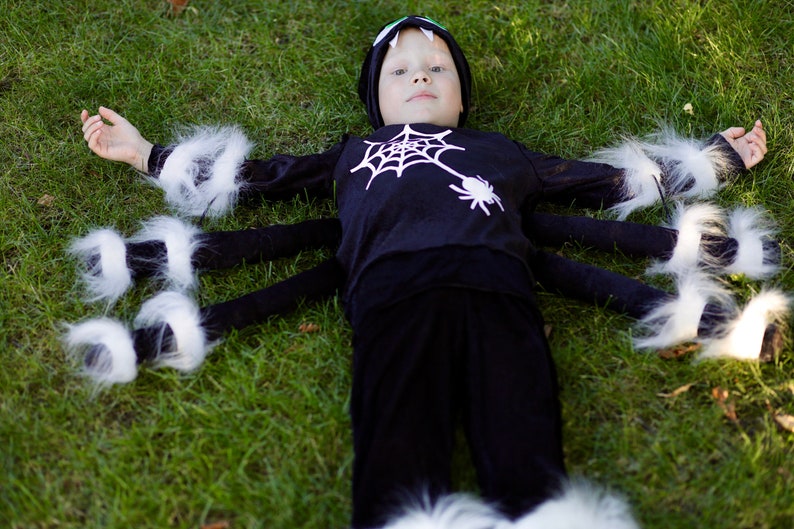 Spooky Spider Costume for boys and girls, Toddler carnival costume. Halloween kids outfit, Handmade insect costume image 2